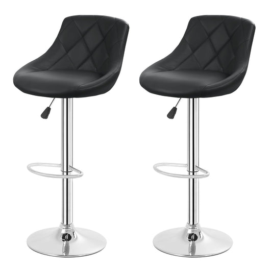 FDW Bar Stools Set of 2 Bar Stools Swivel Stool Height Adjustable Bar Chairs with Back PU Leather Swivel Bar Stool Kitchen Counter Stools Dining Chairs (Black)