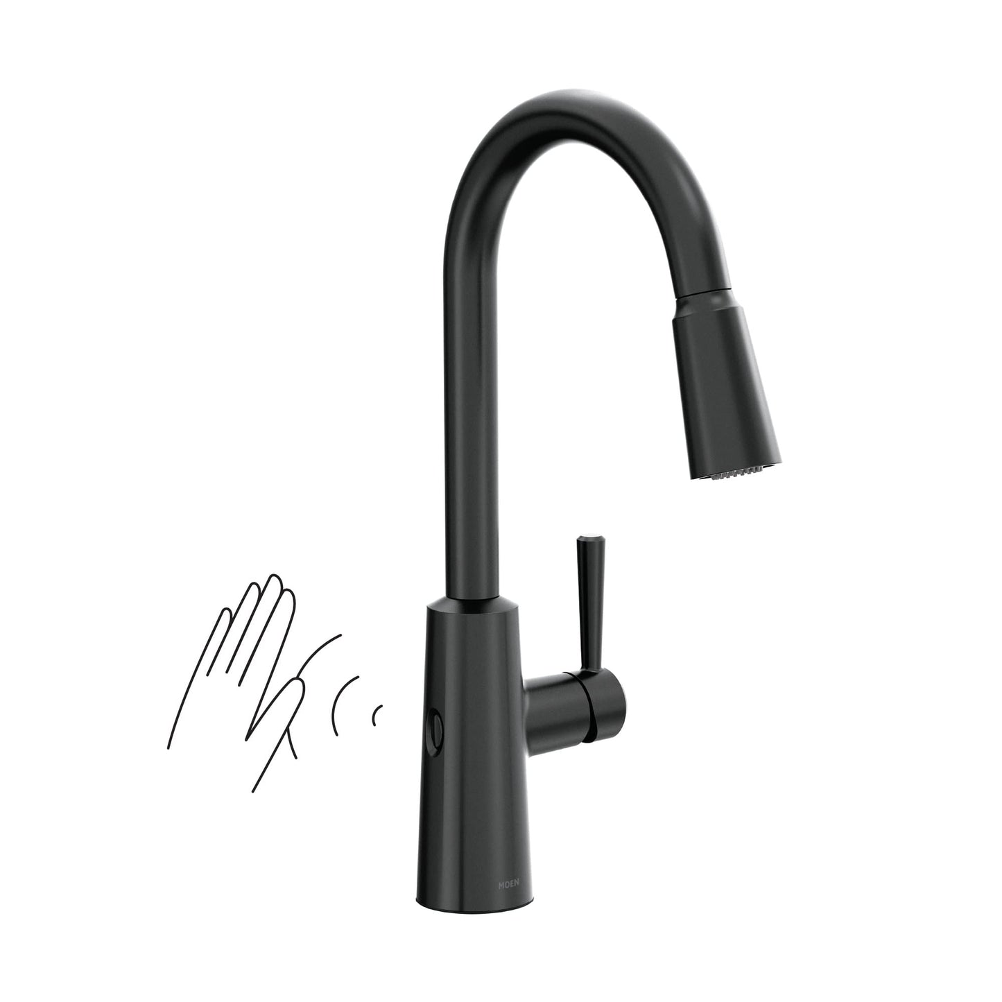 Moen Riley Matte Black Motionsense Wave Sensor Touchless One Handle Pulldown Kitchen Faucet Featuring Power Clean, 7402EWBL