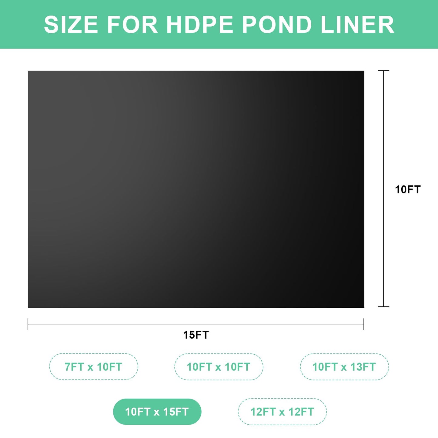 DGSL Pond Liner, 20 Mil 10 X 15 FT Pond Liners for Outdoor Ponds, HDPE Fish Pond Liner for Natural Looking Ponds, Aquaculture, Koi Ponds and Water Garden, Preformed Large Size Easy Cutting