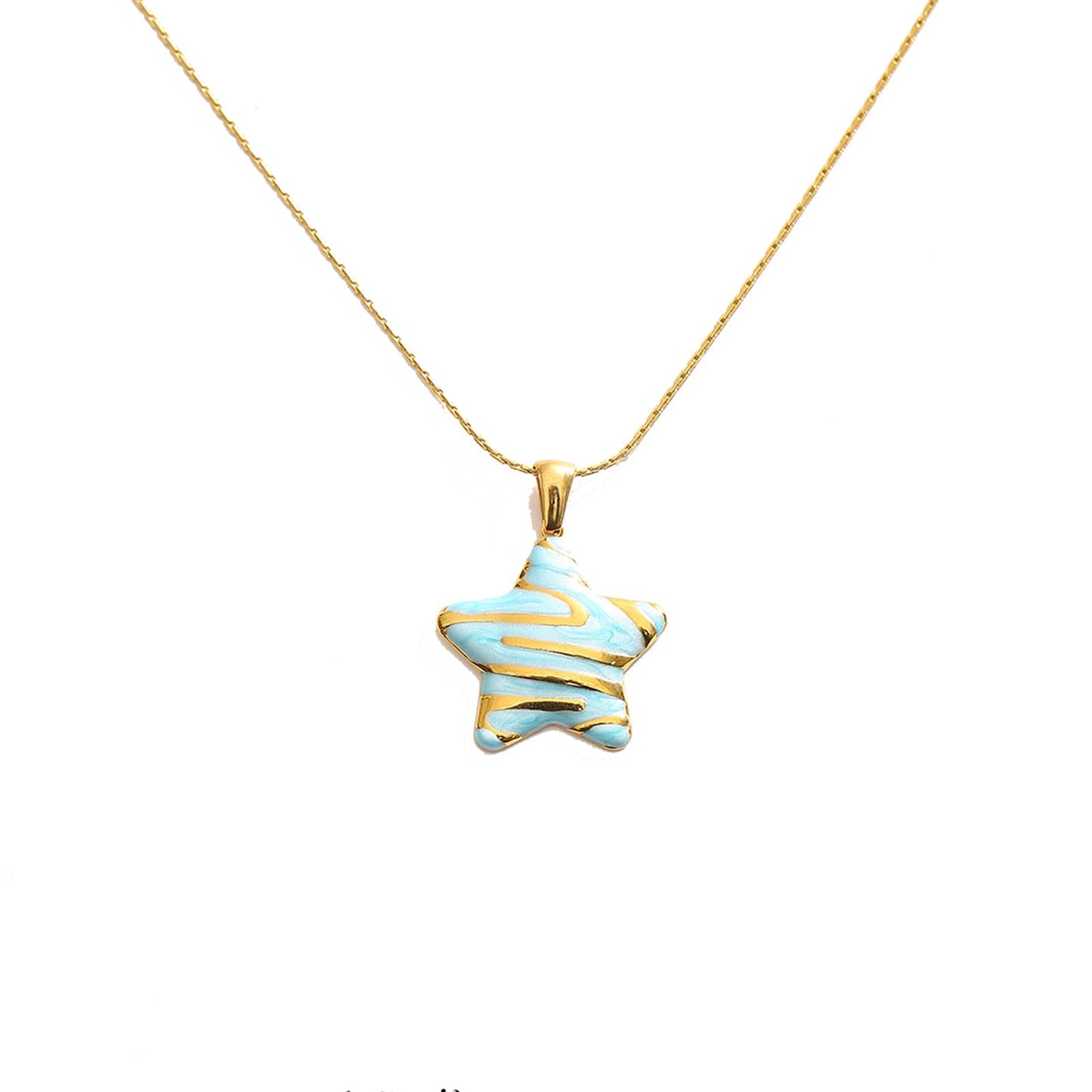 HWJQ Boho Starfish Choker Necklace Enamel Starfish Star Pendant Necklace Stainless Steel Sea Star Necklaces for Women Beachy Jewelry