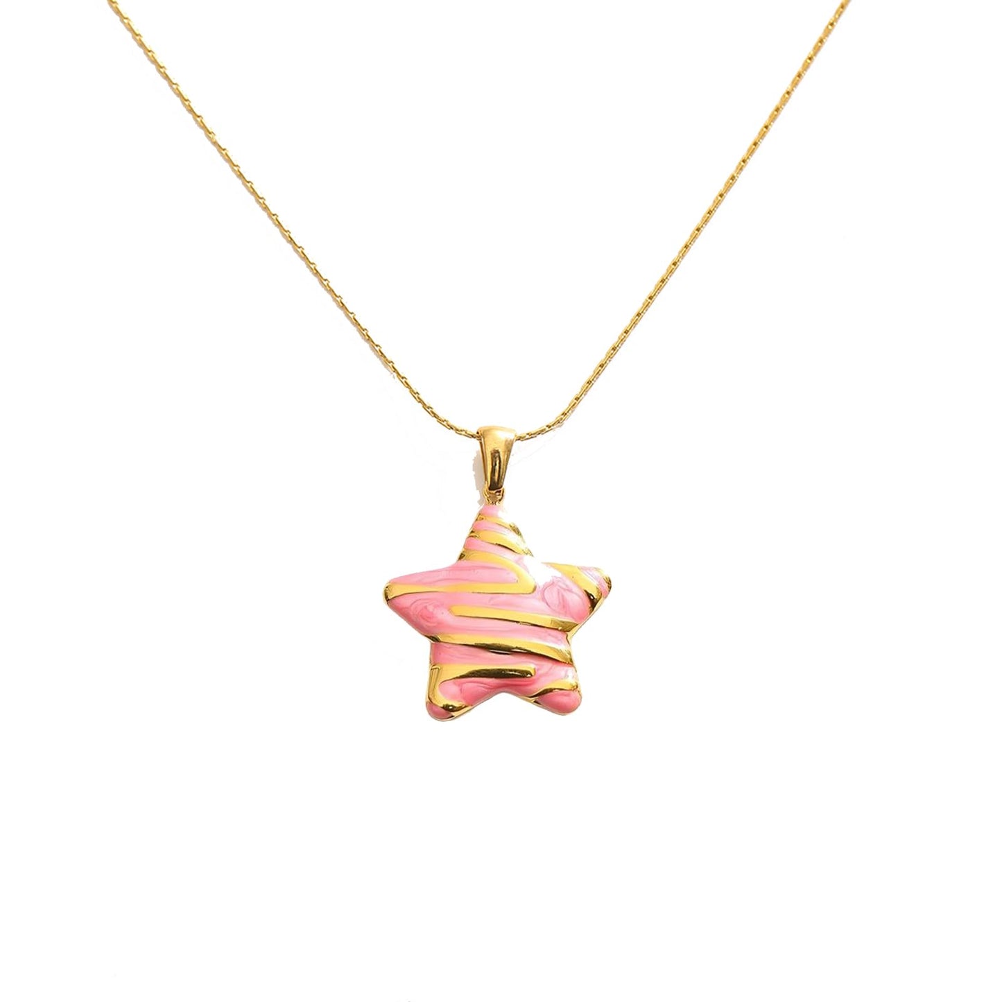 HWJQ Boho Starfish Choker Necklace Enamel Starfish Star Pendant Necklace Stainless Steel Sea Star Necklaces for Women Beachy Jewelry