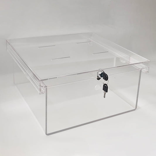 CiaoHER Extra Large Clear Acrylic Refrigerator Medicines Insulin Narcotics Storage Lock Box with Two Keys and Mounting Hardware，16''D x 14''W x 8''H