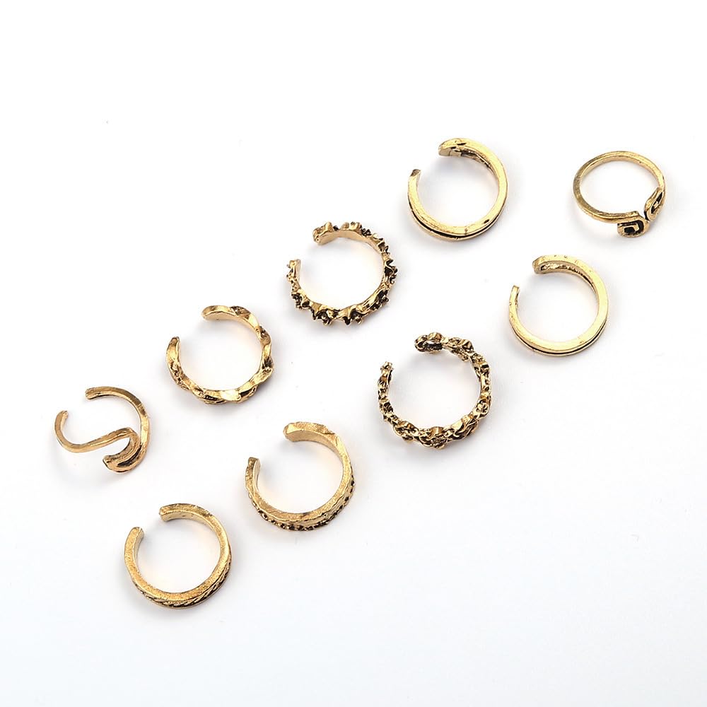 Vivian&CD 14k Gold Toe Rings Set for Women, Open Band Adjustable Non Tarnish Toe Ring, Beach Foot Jewelry for Summer, Stylish and Dainty Toe Rings (Gold2)
