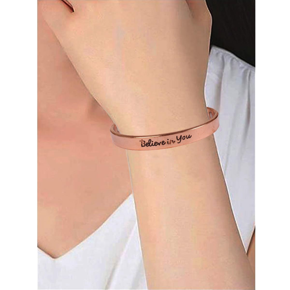 Touchstone Inspirational Copper Engraved Magnetic Bracelets for Women-Personalized Jewelry Gifts for Best Friend/Mom/Daughter/Sister - Adjustable Bracelet in a Gift Box Believe in You