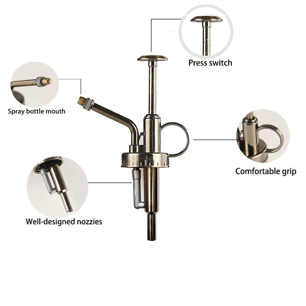 Ebristar Sprayers Watering Nozzles, Plastic Bronze Top Pump, Replacement for Glass Plant Mister Spray Bottle