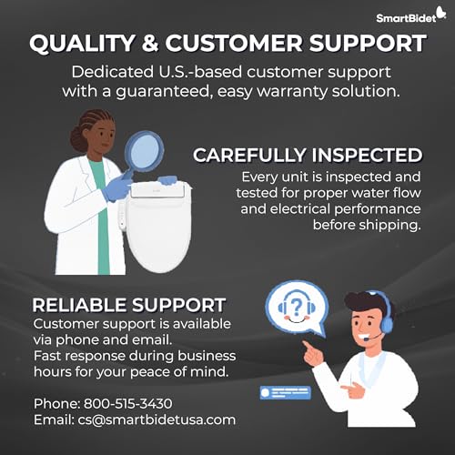 SmartBidet® SB-1200 Luxury Advanced Electric Smart Bidet Elongated White Toilet Seat, with Remote control, Endless Warm Water with LED Night Light, Slim Profile