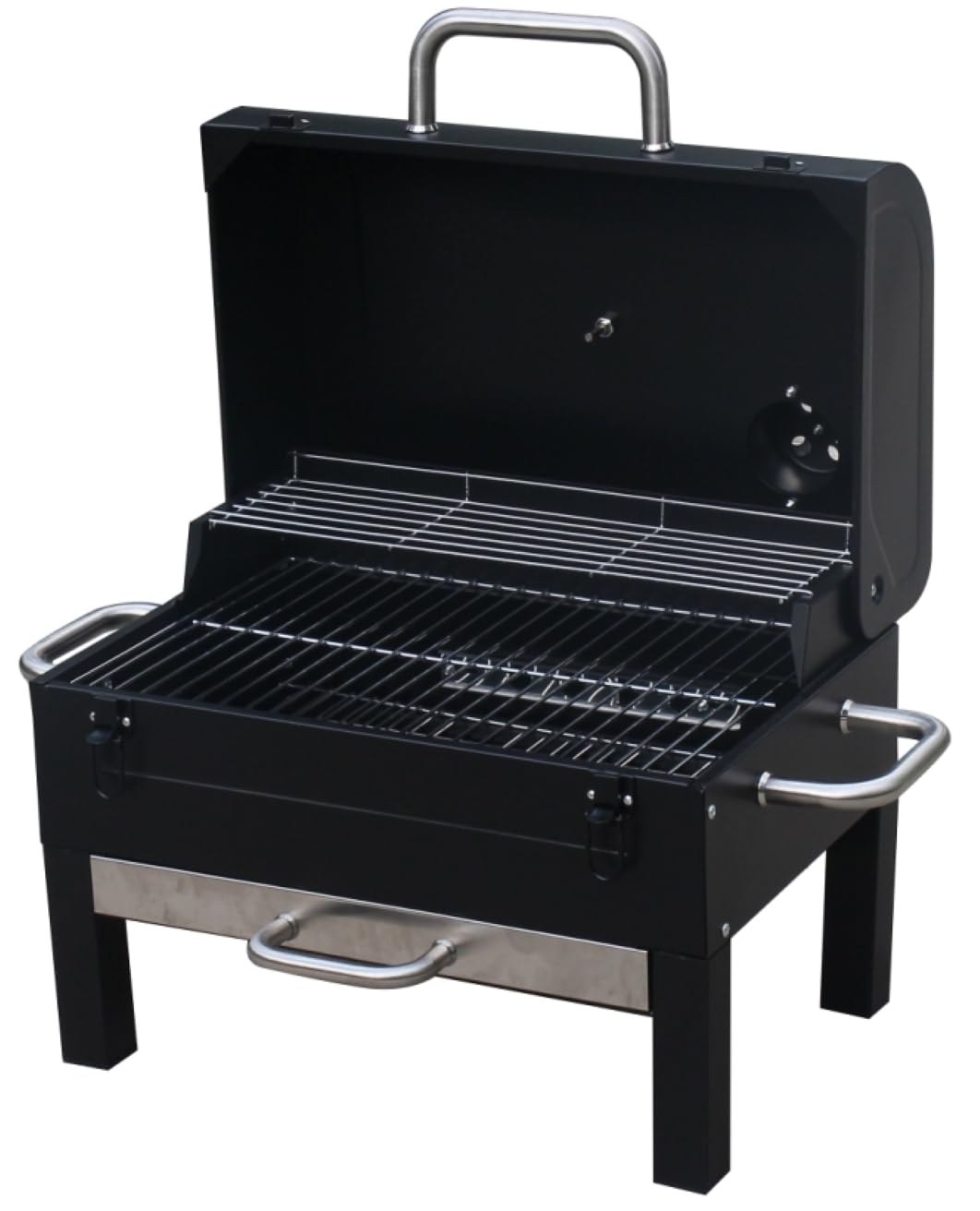 GasOne Portable Tabletop BBQ Grill - 18-inch, 2-Tiered, Side Handles & Lid - Compact Charcoal Grill for Picnic & Tailgate