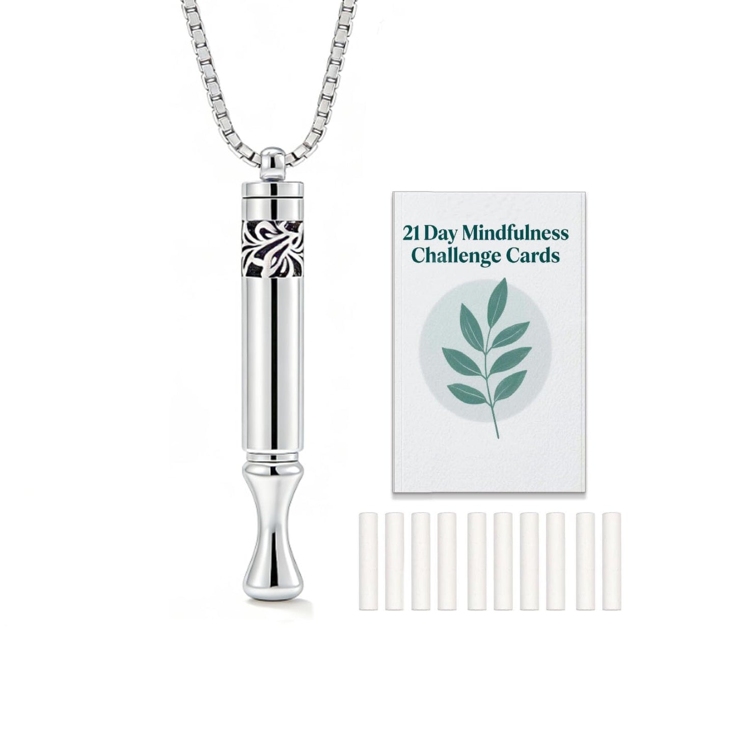 phaxud Stainless Steel Mindfulness Breathing Necklace & Essential Oil Diffuser for Women Men 2-in-1 Breathe Free Necklace Tool for Inner Balance, Relaxation and Meditation