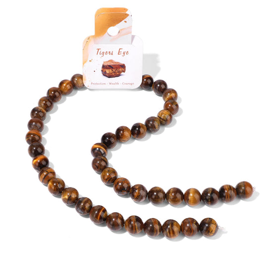 40pcs 10mm Natural Tiger Eyes Gemstone Beads Healing Crystal Round Loose Stone Beads for Jewelry Making, Crystal Stone Beads for Bracelets Necklace Earrings Making
