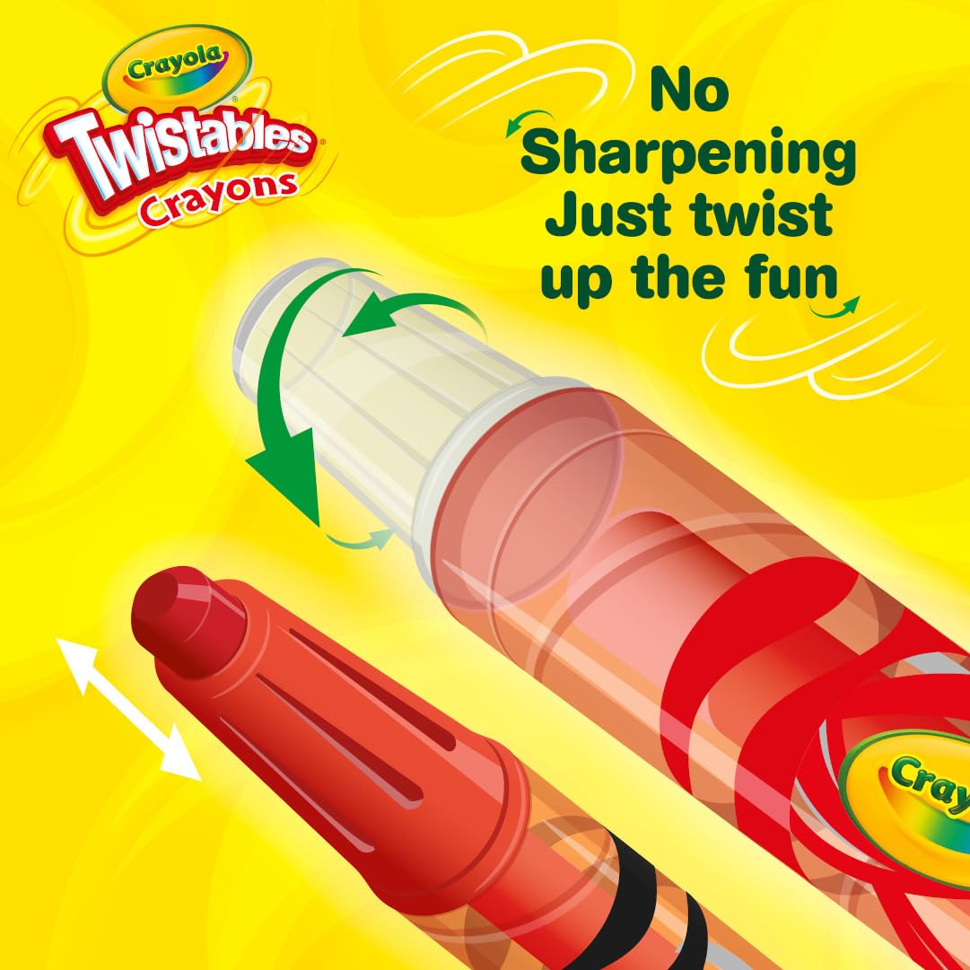 Crayola Mini Twistables Crayons for Kids (50ct), Back to School Supplies, No Peel Crayons for Coloring Books, Gift for Toddlers & Kids, Arts & Crafts, 3+