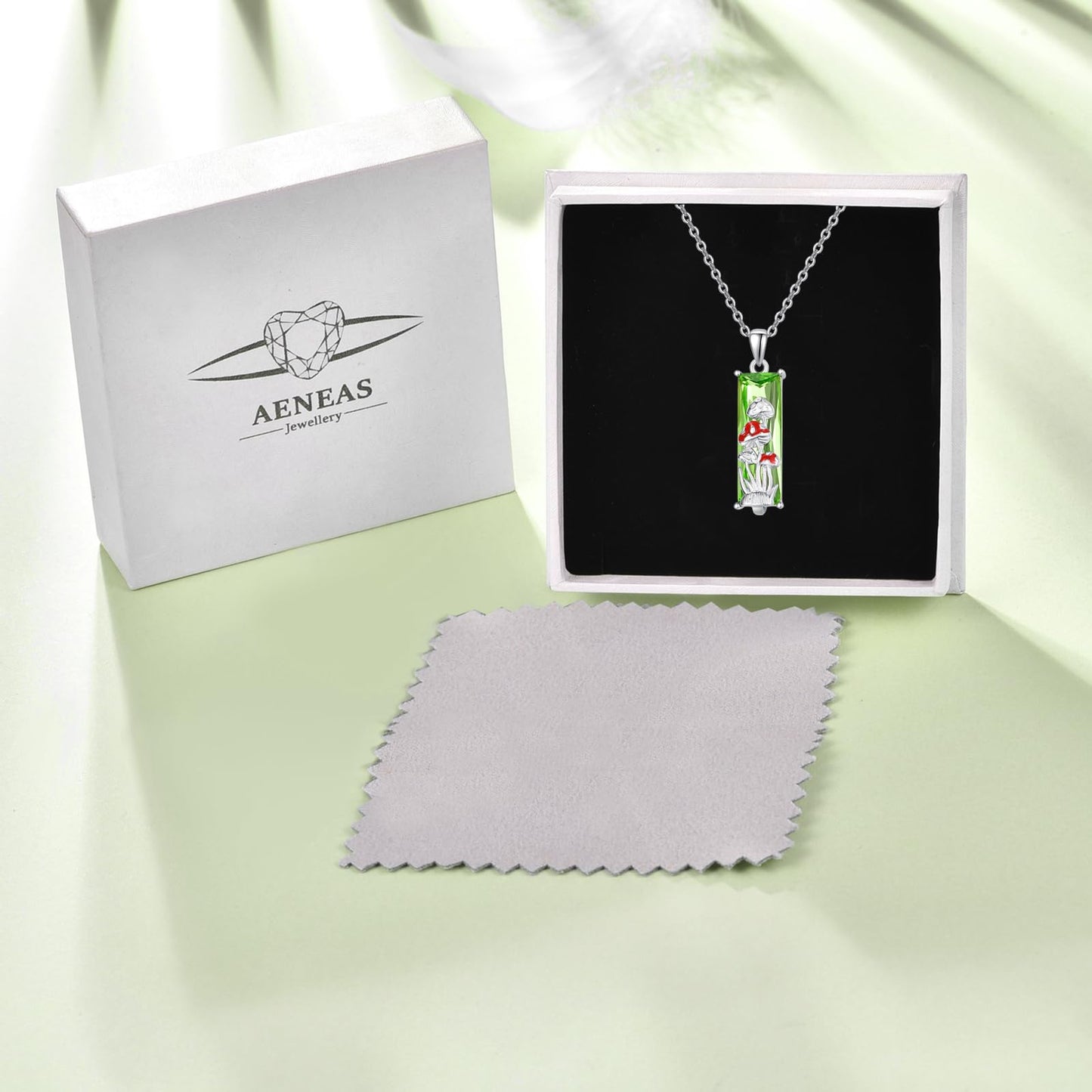 AENEAS Mushroom Necklace for Women 925 Sterling Silver Green Crystal Red Mushroom Pendent Necklace Cute Jewelry Gift for Her Wife Christmas Gift