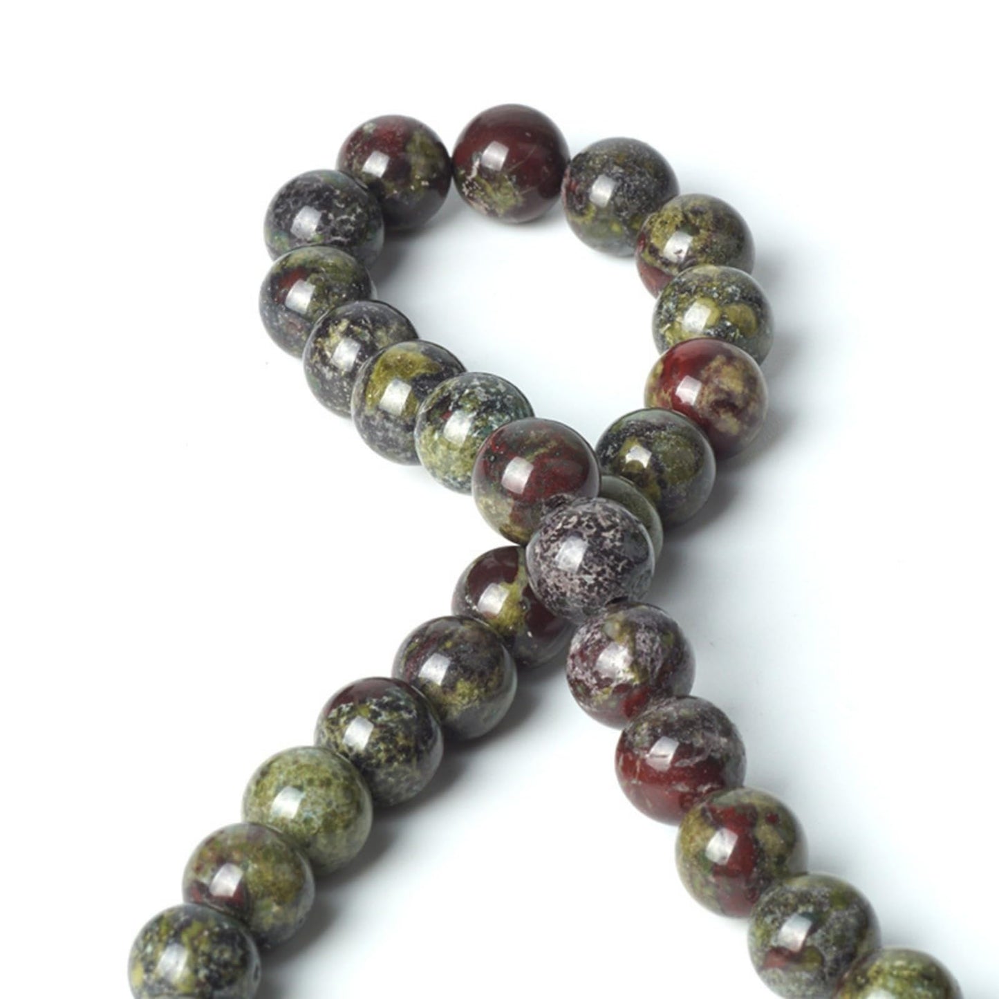 100Pcs Natural Stone 8mm Dragon Bloodstone Round Loose Gemstone Energy Healing Beads Hole Size 1mm DIY Smooth Beads for Bracelet Necklace Earrings Jewelry Making