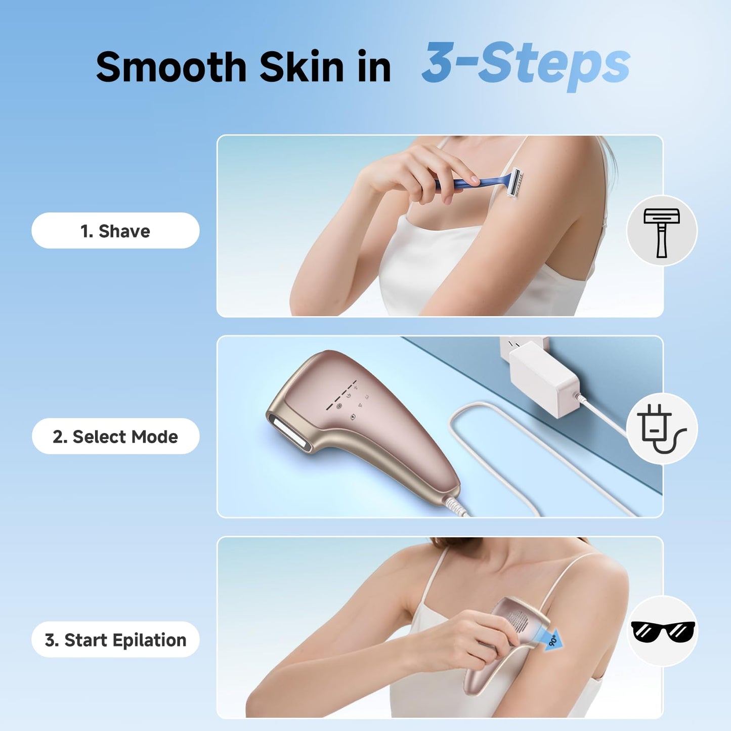Painless IPL Laser Hair Removal for Women & Men, 39°F Sapphire Ice Cooling Technology, At-Home Laser Hair Removal Device for Face, Armpits, Legs, Bikini & Whole Body, Long-Lasting Results