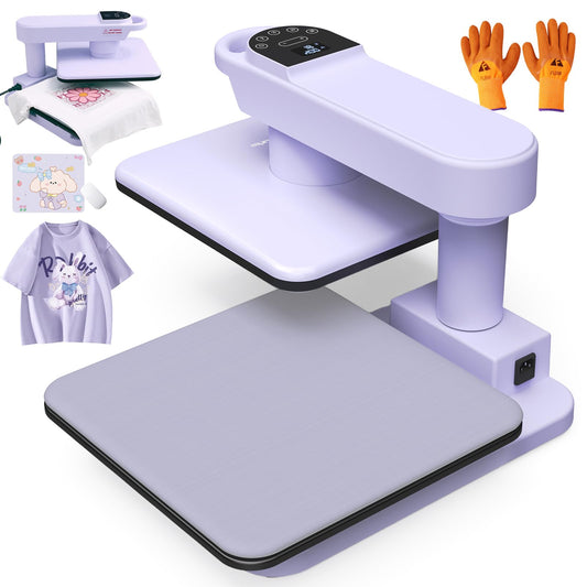 Whubefy 360° Swivel Auto Heat Press 15x15 - Professional Automatic Shirt Press Machine with Auto Release & 7-Level Auto Pressure - Swing Away Large Pro Heat Press Machine for T Shirts Hoodie HTV Vinyl