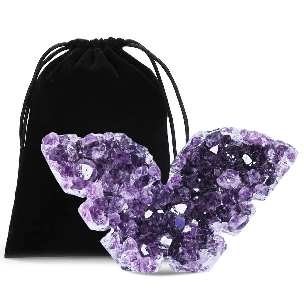 BAOHEN A Symbol of Healing – Amethyst Crystal Butterfly Healing Crystals Gifts for Women, Spiritual Decor, Crystals Healing Stones for Meditation and Transformation, Large 2"x2.1"