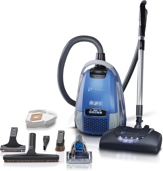 Prolux Phantom Canister Vacuum Cleaner with North American Prolux Power Nozzle, Lightweight, Powerful, H12 HEPA Filter Easy Suction Adjustment, Perfect for Quick and Efficient Cleaning