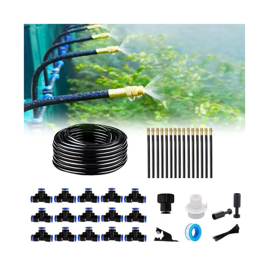 New drip Irrigation kit, Automatic Garden Watering System, Quick Connector and 360-degree Bending Dropper atomizing Copper Nozzle, Garden Plant Lawn Courtyard Watering System. (65FT)