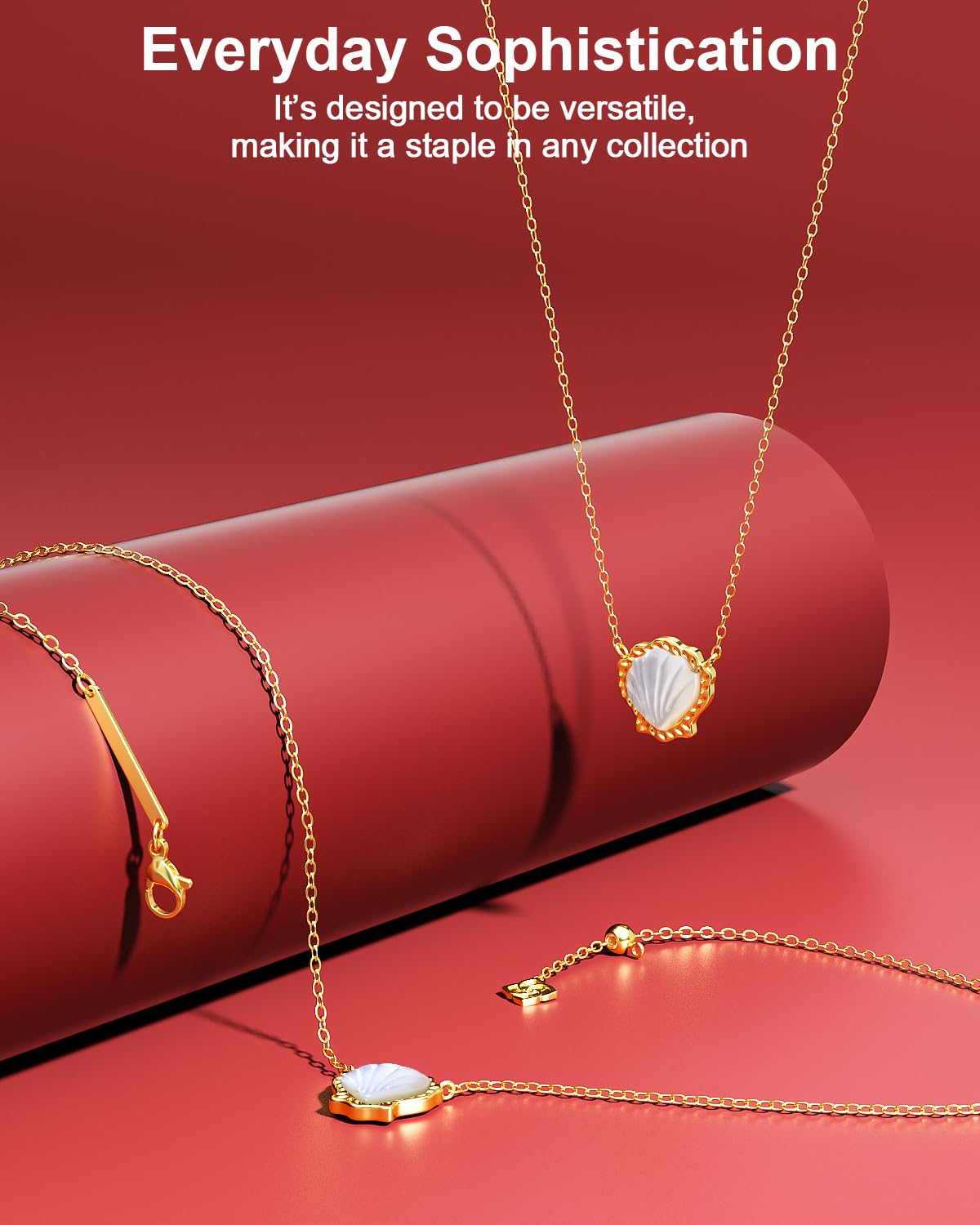 AICase 18K Gold Plated Pendant Necklace for Women,Dupes Shell Ivory Mother Of Pearl Fashion Dainty Jewelry,Anniversary Birthday Gifts for Women/MoM/Sister/Friends/Her/Wife/Grandma/Coworker_White