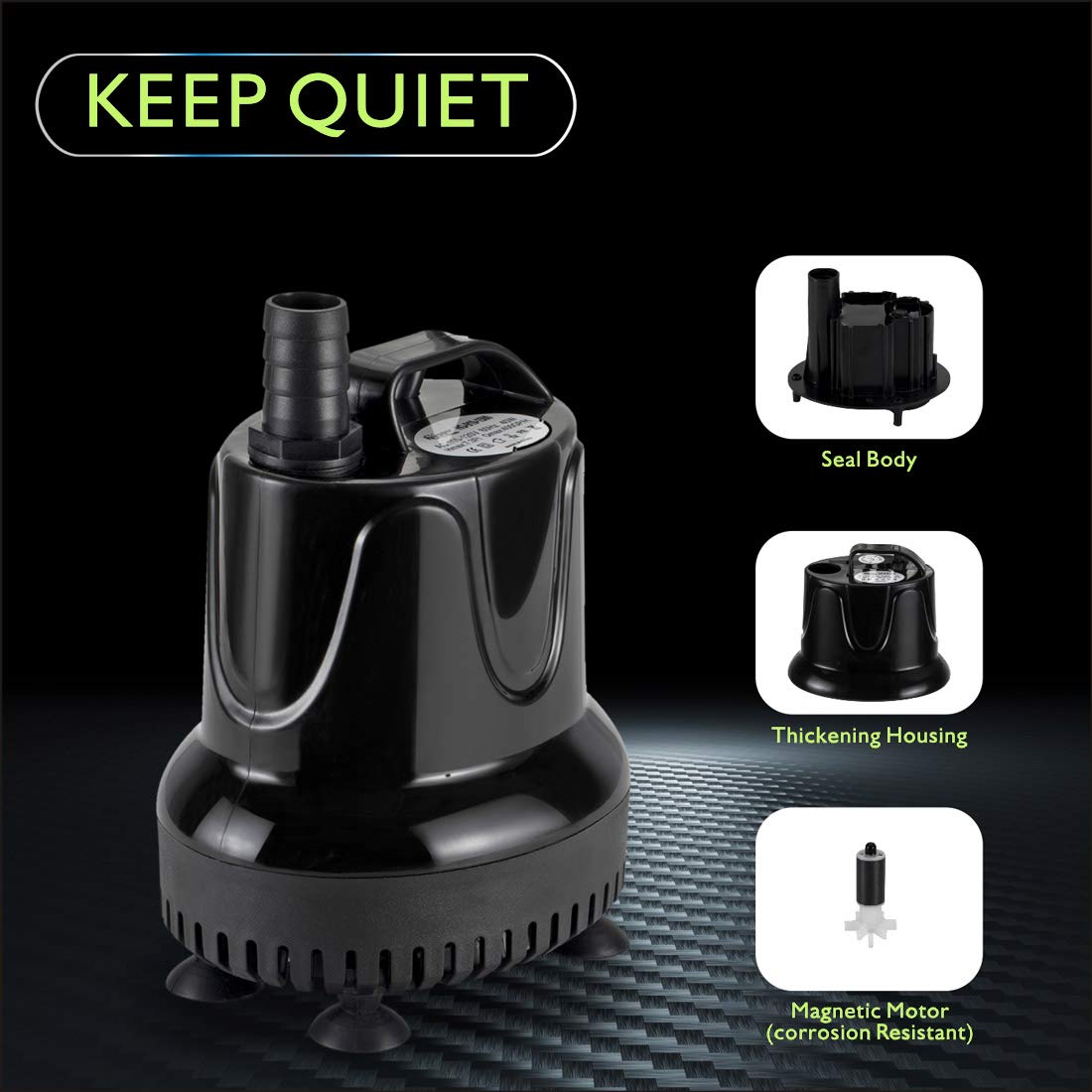 hygger 660 GPH Quick Water Change Aquarium Pump Submersible Fountain Water Pump Fish Tank Pond Drain Transfer Pump with 3 Adaptors