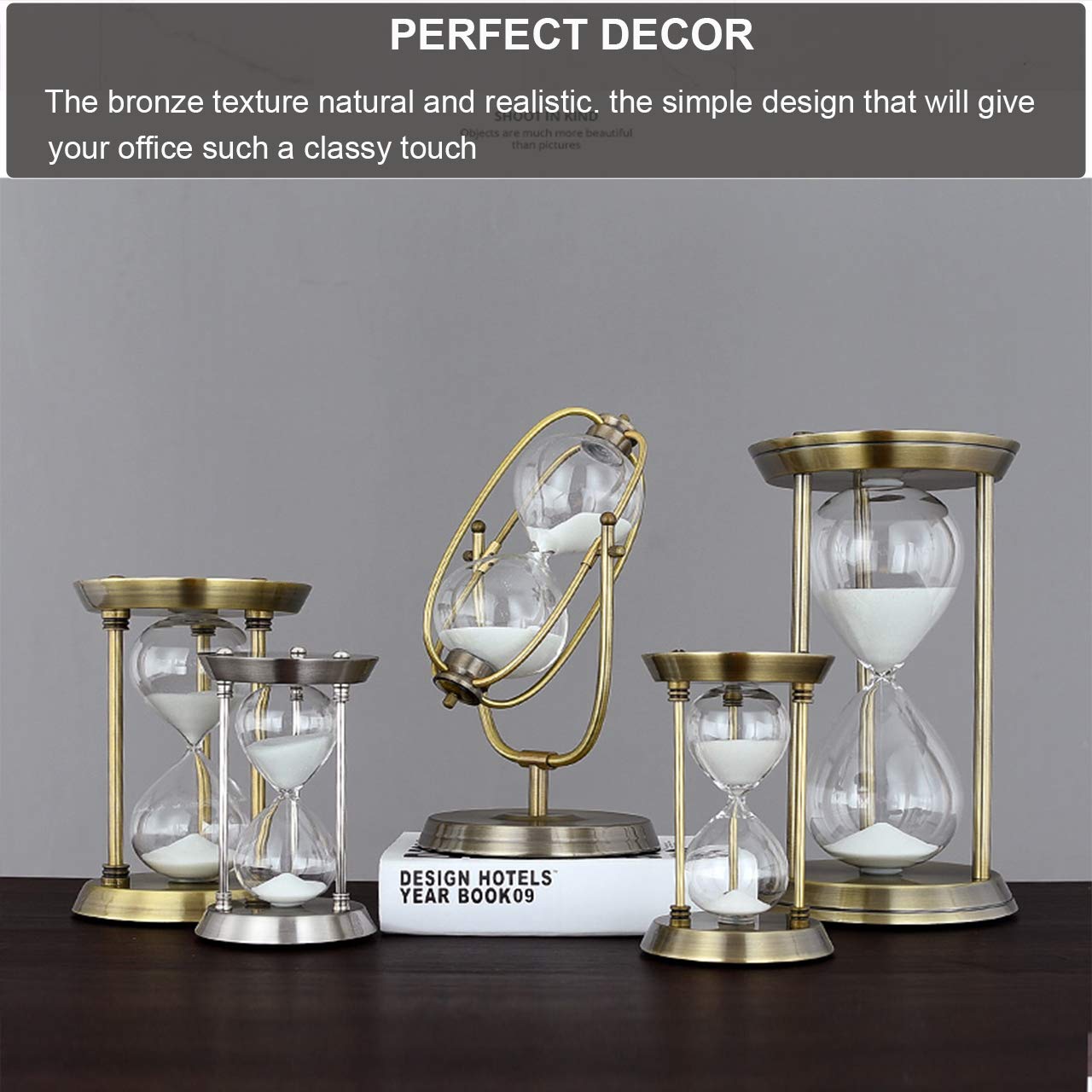 SuLiao Brass Hourglass 30 Minute Sand Clock Timer, Grande Reloj De Arena 30 Minutos, Metal Hour Glass Sandglass for Gifts & Home Desk Office Decorative