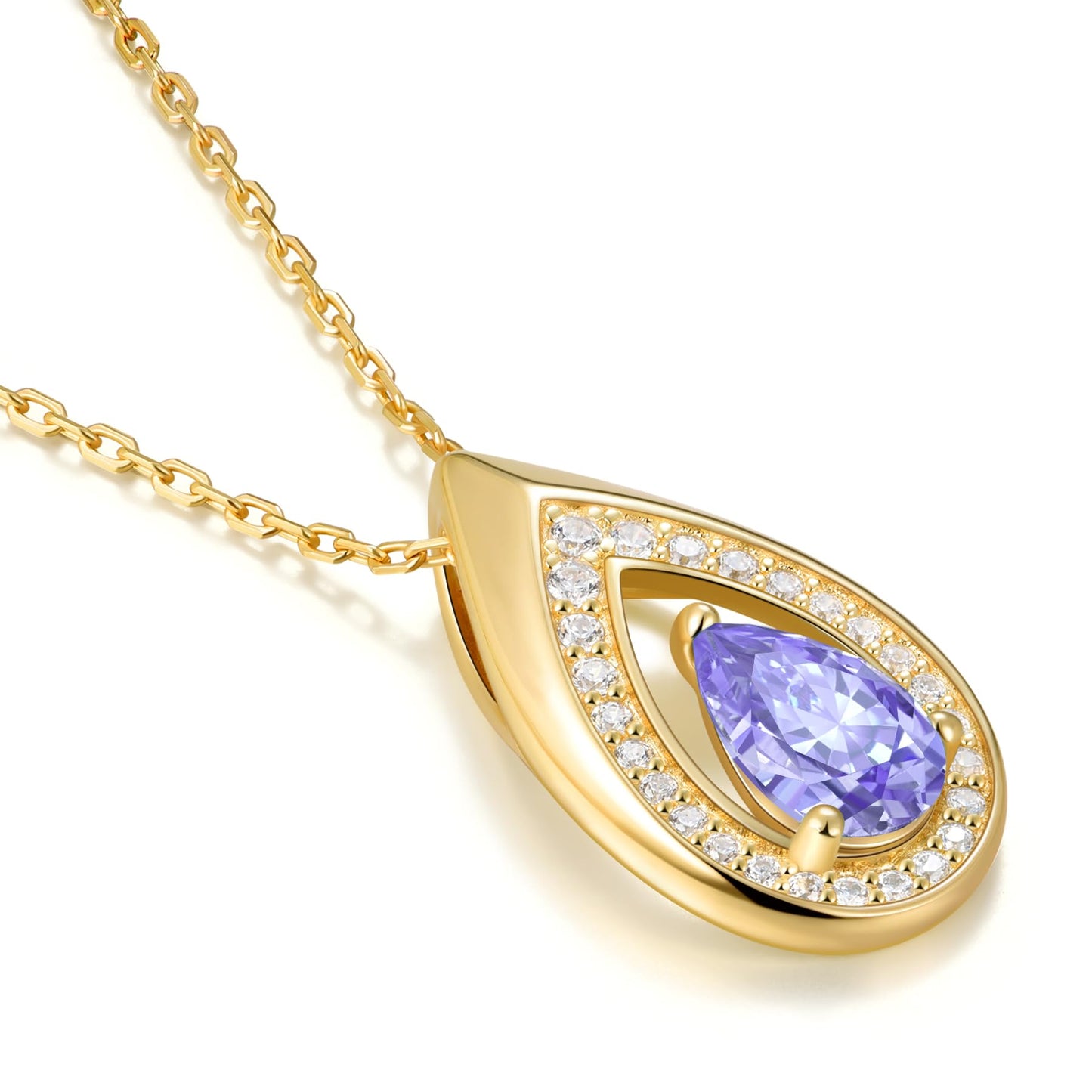 Kstyle 14k Gold Amethyst February Birthstone Pendant Necklaces for Women Valentine's Day Birthday Gift Anniversary Jewelry for Wife Daughter Grandma Mom Sister Non Tarnish