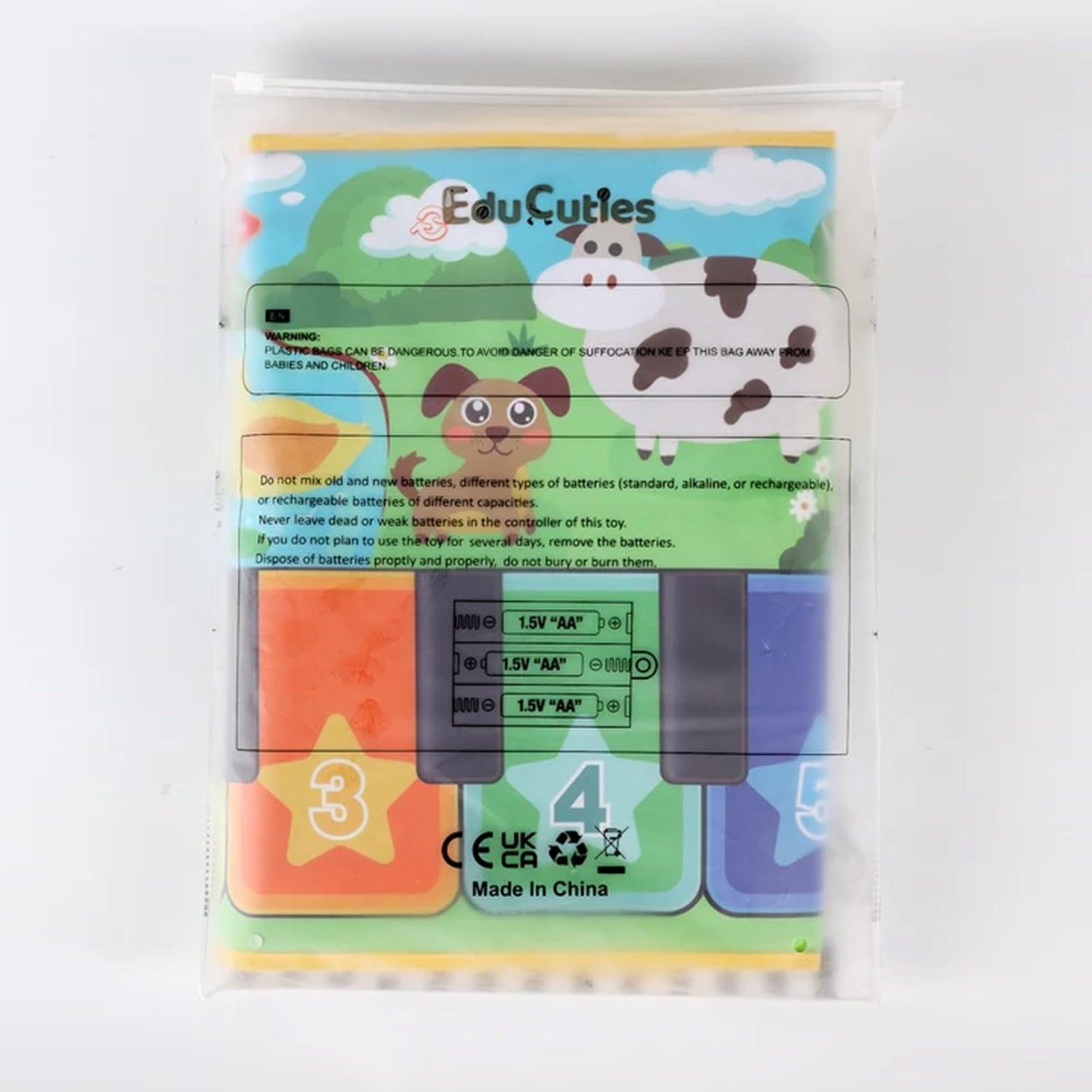 EduCuties Baby Musical Learning Toys , Floor Piano Playmat for Toddlers with Animal Flash Cards Music Sound for Early Education Touch Keyboard Blanket Birthday for Baby Boys Girls