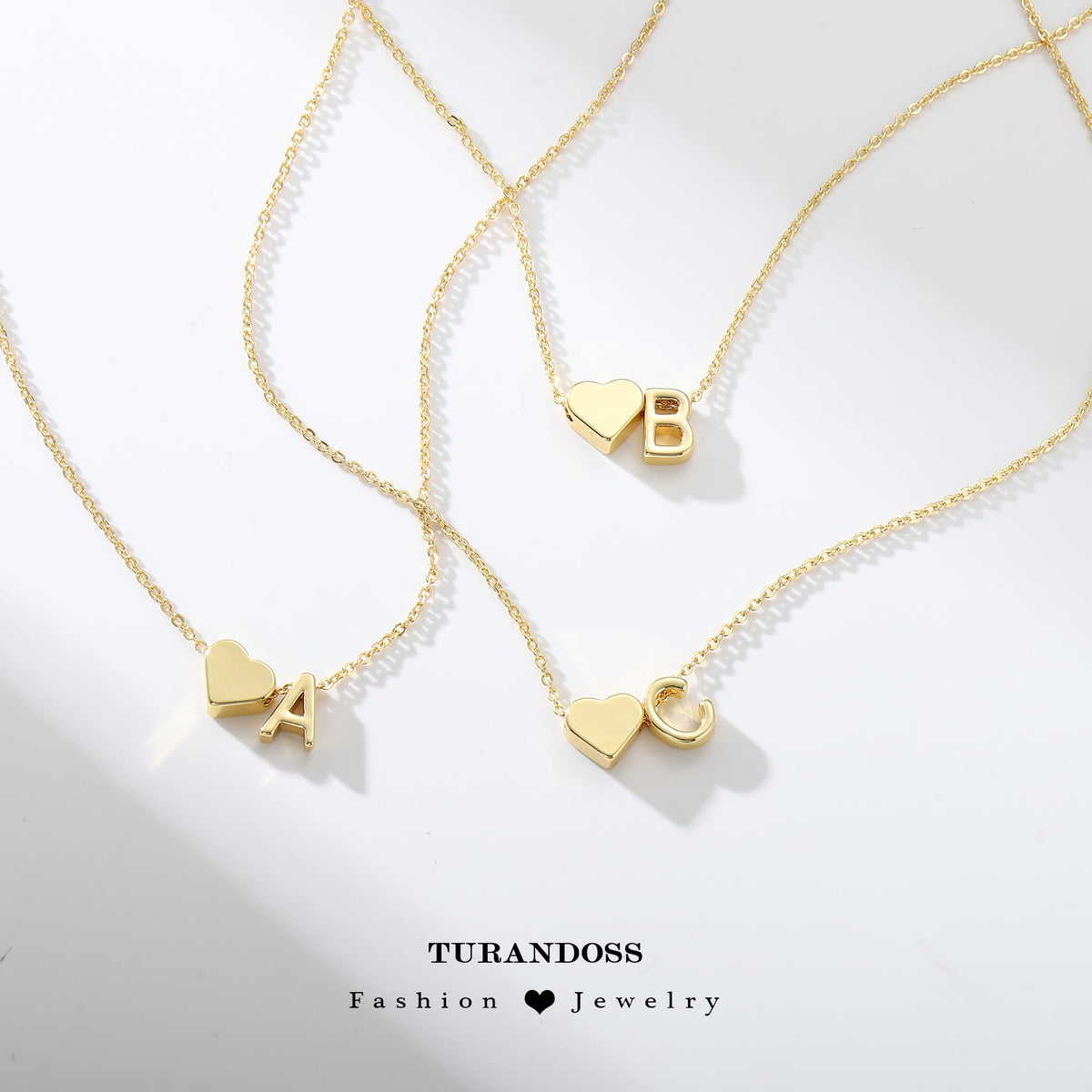 Turandoss Heart Initial Necklaces for Women Trendy, 18K-Gold-Plated Dainty D Heart Tiny Initial Necklaces Letter Jewelry for Women