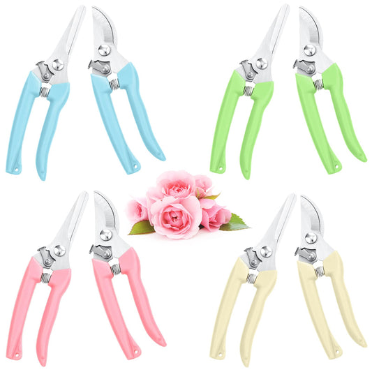 Jutom 8 Pcs Garden Shears Pruning Scissors Clippers Sharp Hand Pruners for Gardening Tools Cutting Flowers Trimming Plants Bonsai Fruits Picking, 4 Bypass Blade and 4 Straight Blade