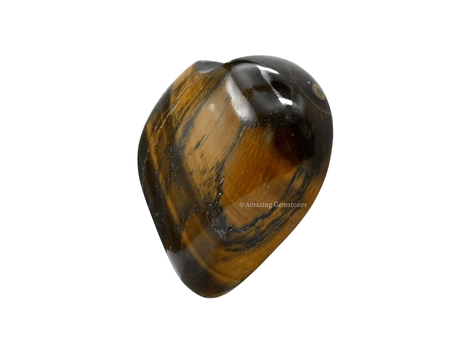 Tiger Eye Crystal Heart Palm Stone - Pocket Massage Worry Stone for Natural Body Chakra Balancing, Reiki Healing and Crystal Grid