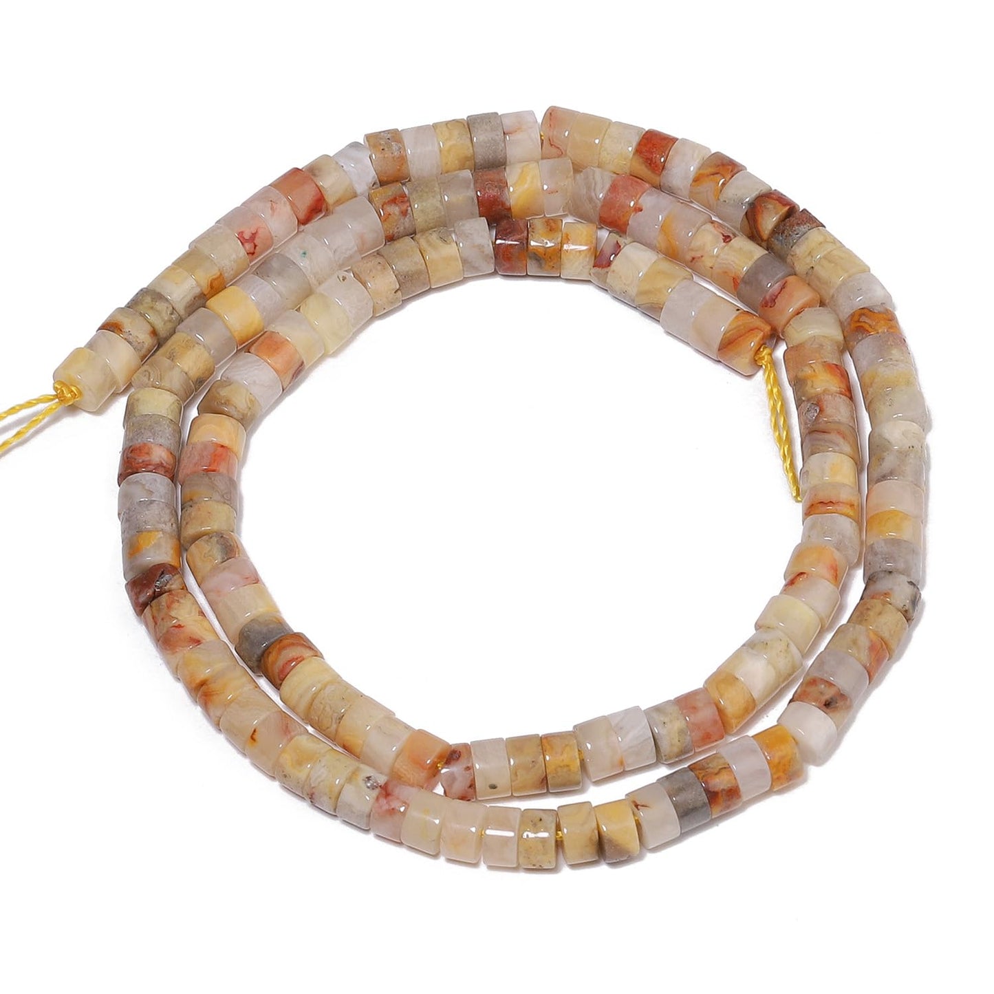 NITOPUPU 150Pcs 4×2mm Natural Crazy Lace Agate Spacer Stone Beads for Jewelry Making Supplies, Loose Semi Flat Round Gemstone Tube Beads for Bracelets DIY Crafts