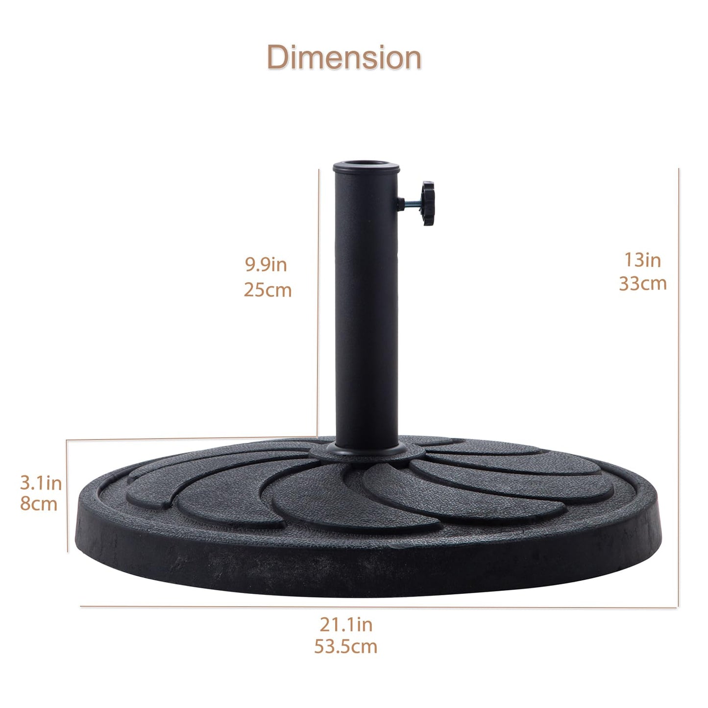 C-Hopetree 40 lb Round Heavy Duty Round Base Stand for Outdoor Patio Market Table Umbrella, Black