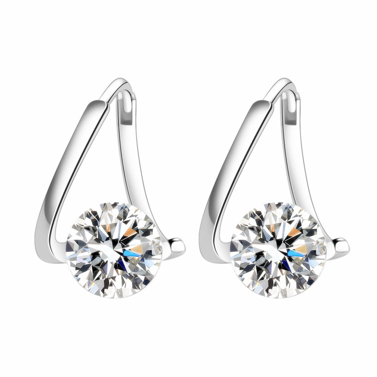 Lymphvity Germanium Crystal Ball Hoop Earrings Gold Silver Plated Unique Colorful Ball Sparkle Rhinestone CZ Lucky Round Circle Dangle Hoop Earrings for Women Minimalist Lymphatic Drainage Jewelry Gifts (Silver)