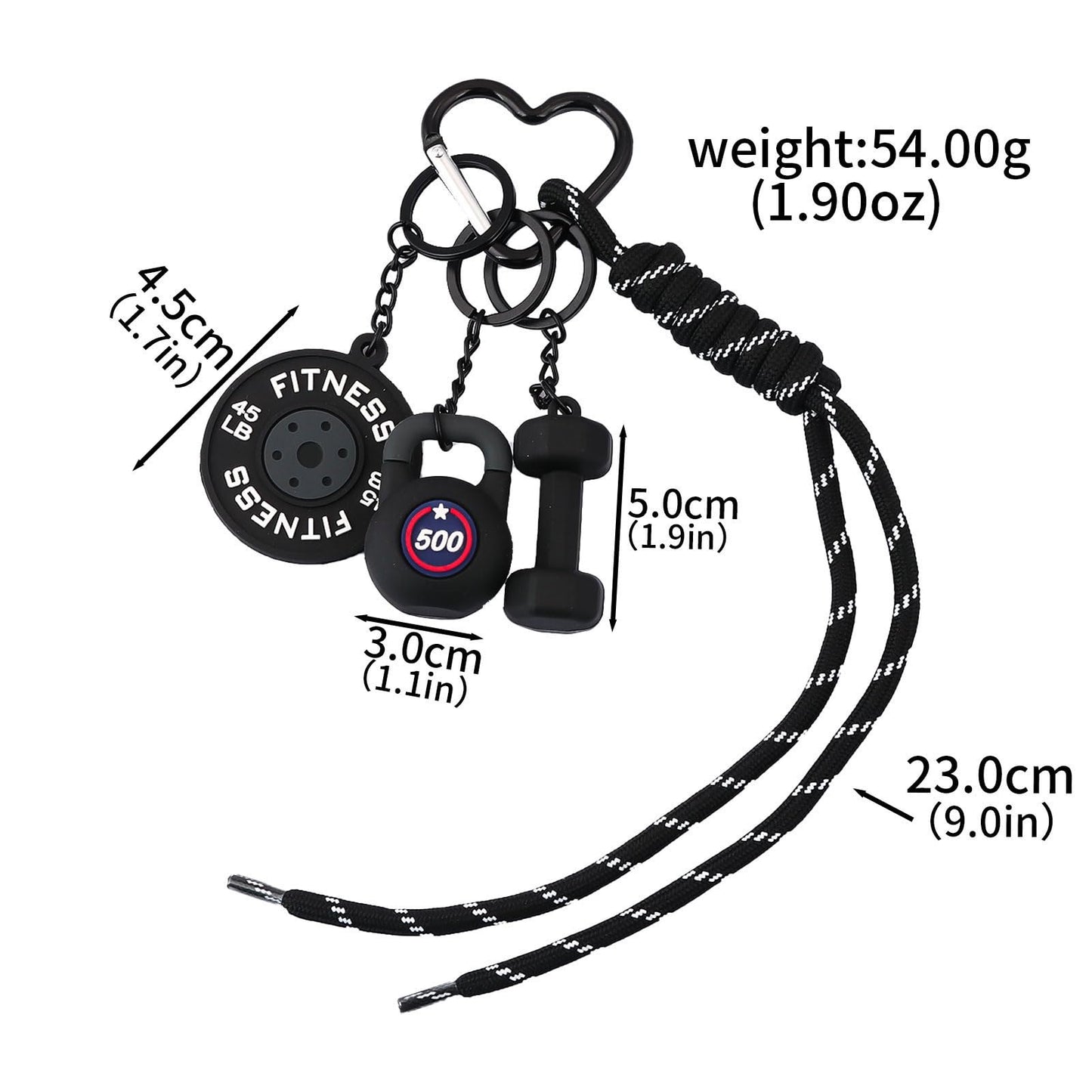SORGERLY Gym Dumbbell Bag Charms Keychain - Black Barbell Kettlebell Tote Purse Handbag Backpack Accessories - Fitness Lovers Gift for Women Men (Black-1)
