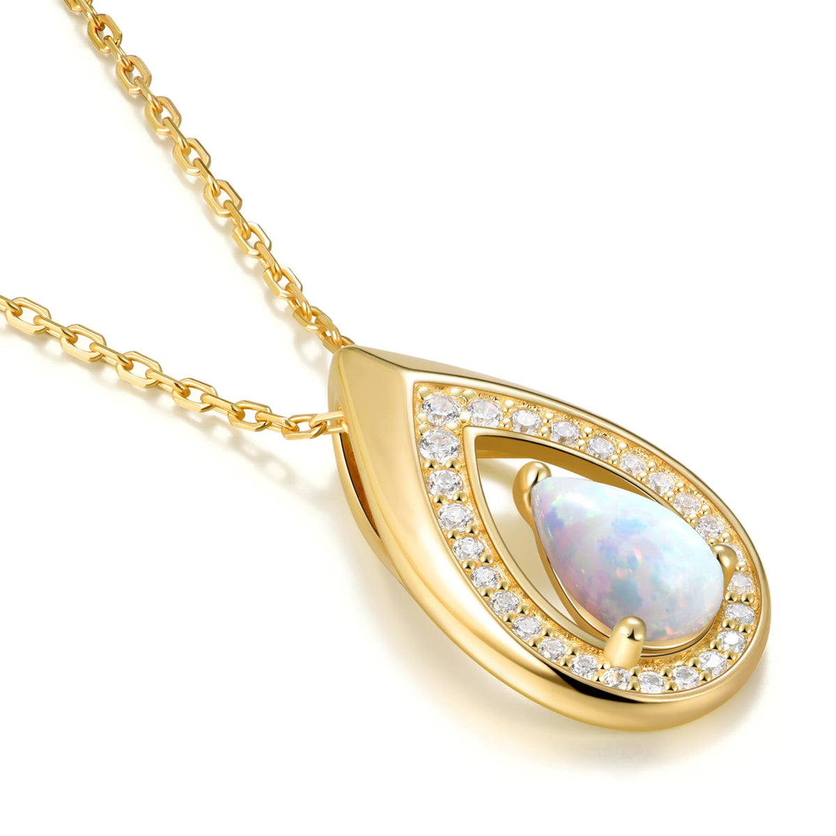 Kstyle 14k Gold Opal October Birthstone Pendant Necklaces for Women Valentine's Day Birthday Gift Anniversary Jewelry for Wife Daughter Grandma Mom Sister Non Tarnish
