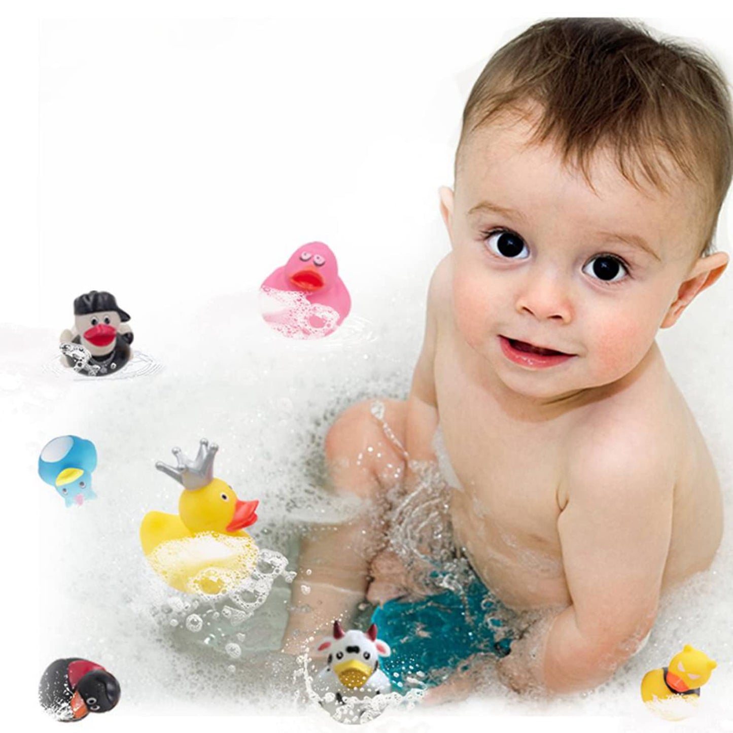 WQTHE 60 Pack Rubber Duck for Jeeps Ducking - 2.3 Inch Bulk Floater Duck for Kids - Baby Bath Toy Assortment - Party Favors, Birthdays, Bath Time, and More (50 Varieties)