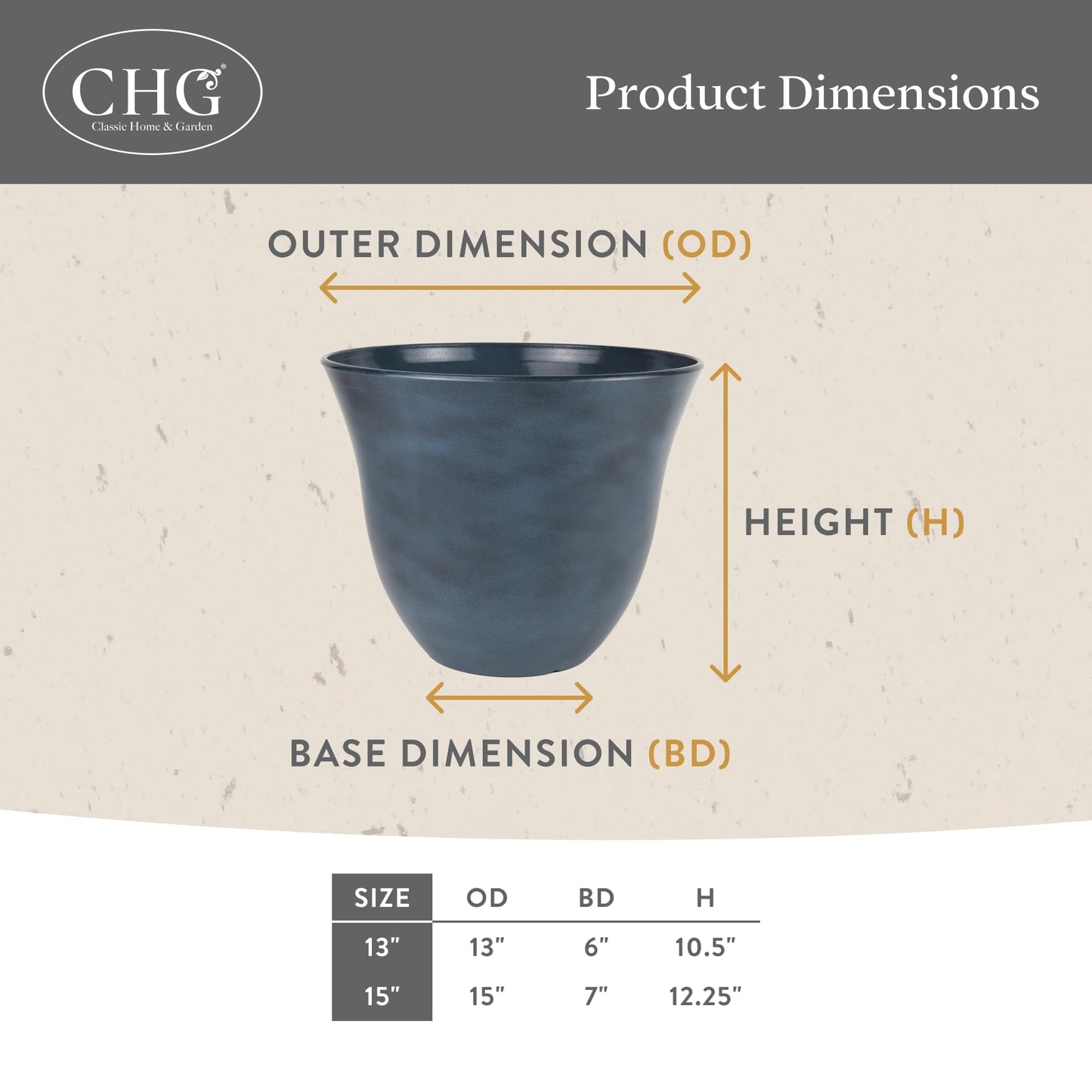 Classic Home and Garden by Growscape Honeysuckle Resin Planters - Lightweight Indoor & Outdoor Plant Pots - UV-Resistant Plastic Flower Pots - Pot Planters for Flowers & Herbs (13" Distressed Copper)