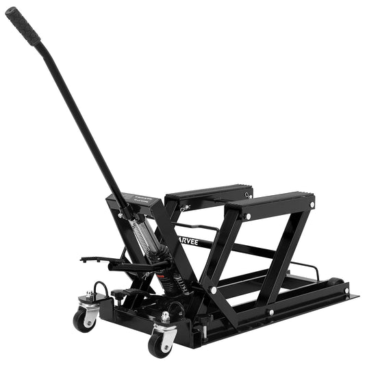 Garvee Hydraulic Motorcycle Lift Jack 1500Lb Heavy Duty ATV/UTV/Dirt Bike Lift with 4.7''-14.57'' Height Range, Non-Slip Platform & Safety Lock, Garage Scissor Jack, Car Maintenance Tool, Black