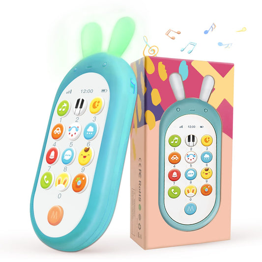Richgv Baby Cell Phone Toy - Sensory Learning Toys with 12 Functions, 6 to 12 Months, Light & Multi Sound Effects, Teething Toys for Babies & Infant Gifts