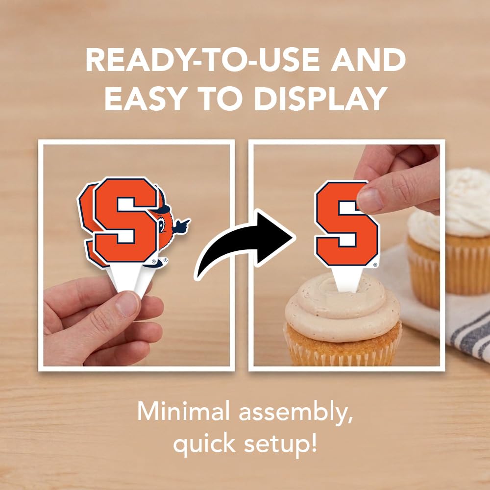 Desert Cactus Syracuse University Cupcake Topper and Cake Toppers Set - Syracuse Orange 25 Pcs Food Party Supplies, Tablecloth Decorations, Graduation and Game Day