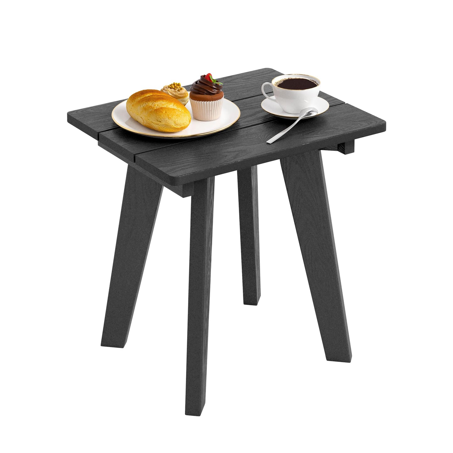 Homenjoy Outdoor Side Table, HDPE Weather Resistant Small Patio Table for Porch and Balcony, 200 LBS Capacity Heavy Duty Small Outdoor Table for Backyard and Pool, Easy Maintenance, Black