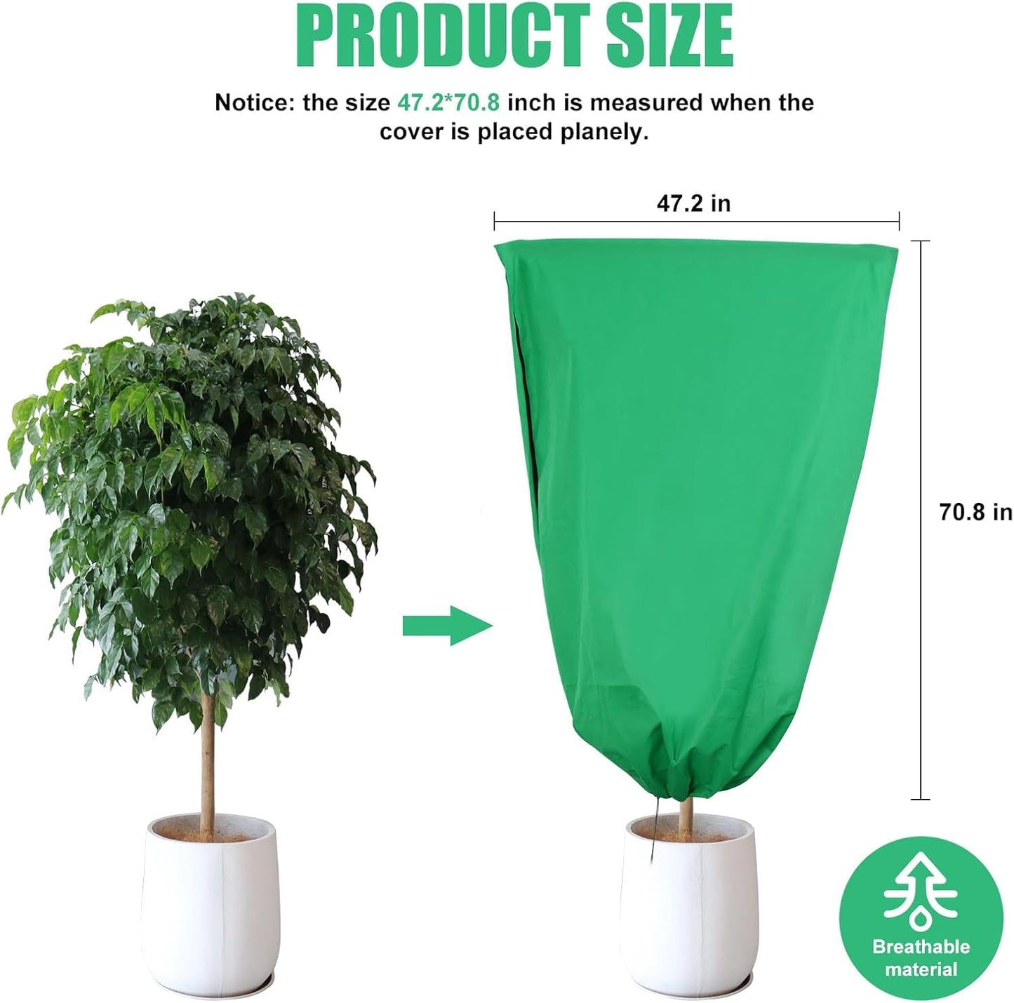 VBWSL Plant Covers Freeze Protection, 4 Pack Frost Covers with Zipper Drawstring (31.5" x 47.3") Plant Protection Cover Bags for Outdoor Winter Frost Cold (Green) (31.5" W x 47.3" H(4 PCS), Green)