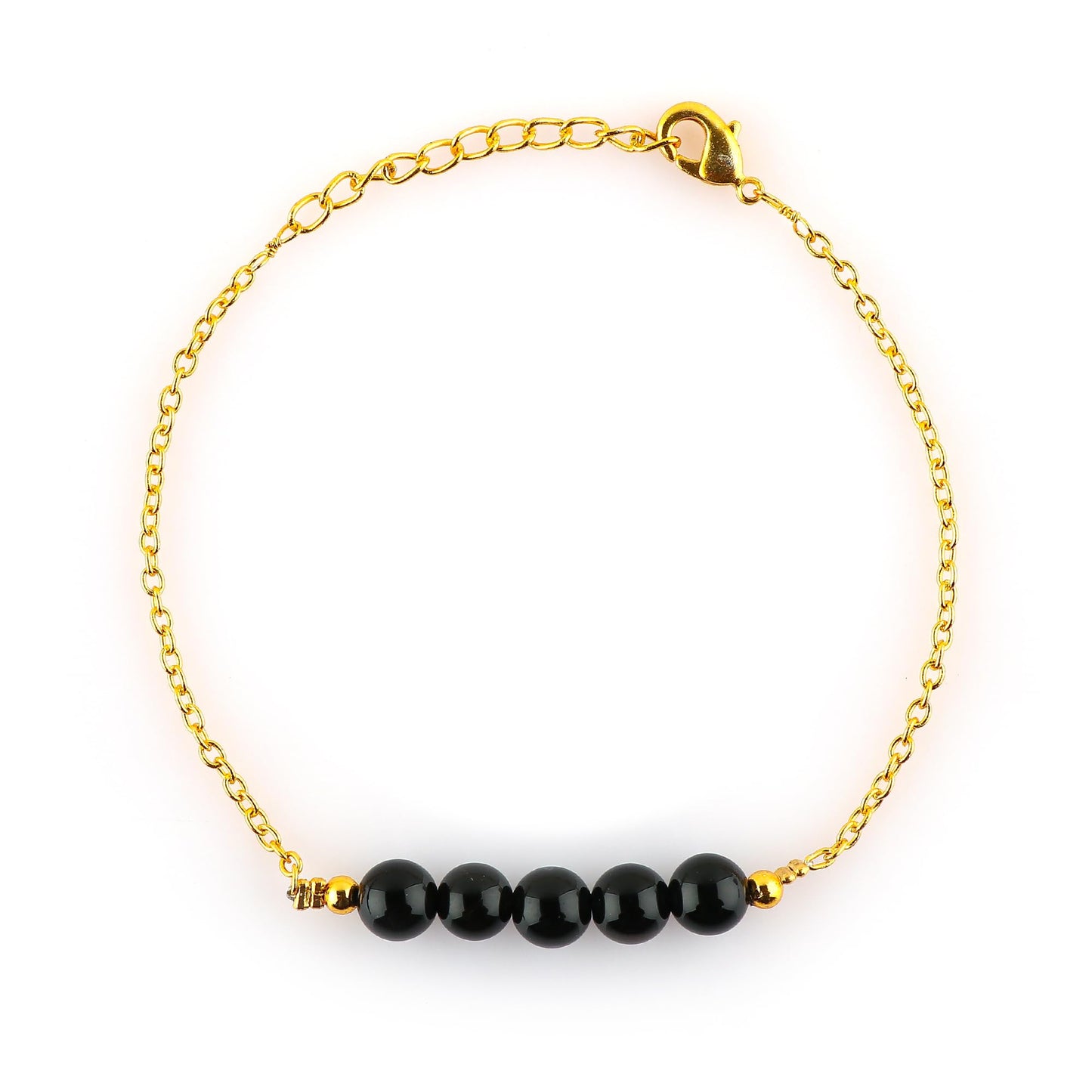 TGH Handmade Bracelet – Natural Black Onyx – Energy Power & Chakra Healing – Rhodium Plated – Boho Luxe Style – Adjustable Size – Christmas Gifts
