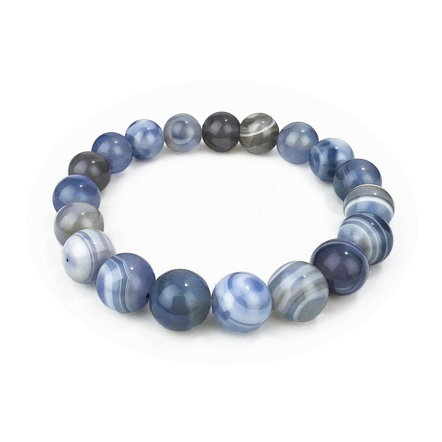 TSdiyART Blue Lace Agate Bracelet, 10mm Natural Round Gemstone Beaded Bracelet for Women Men, Healing Crystal Chakra Bracelets Jewelry (Blue Lace Agate)