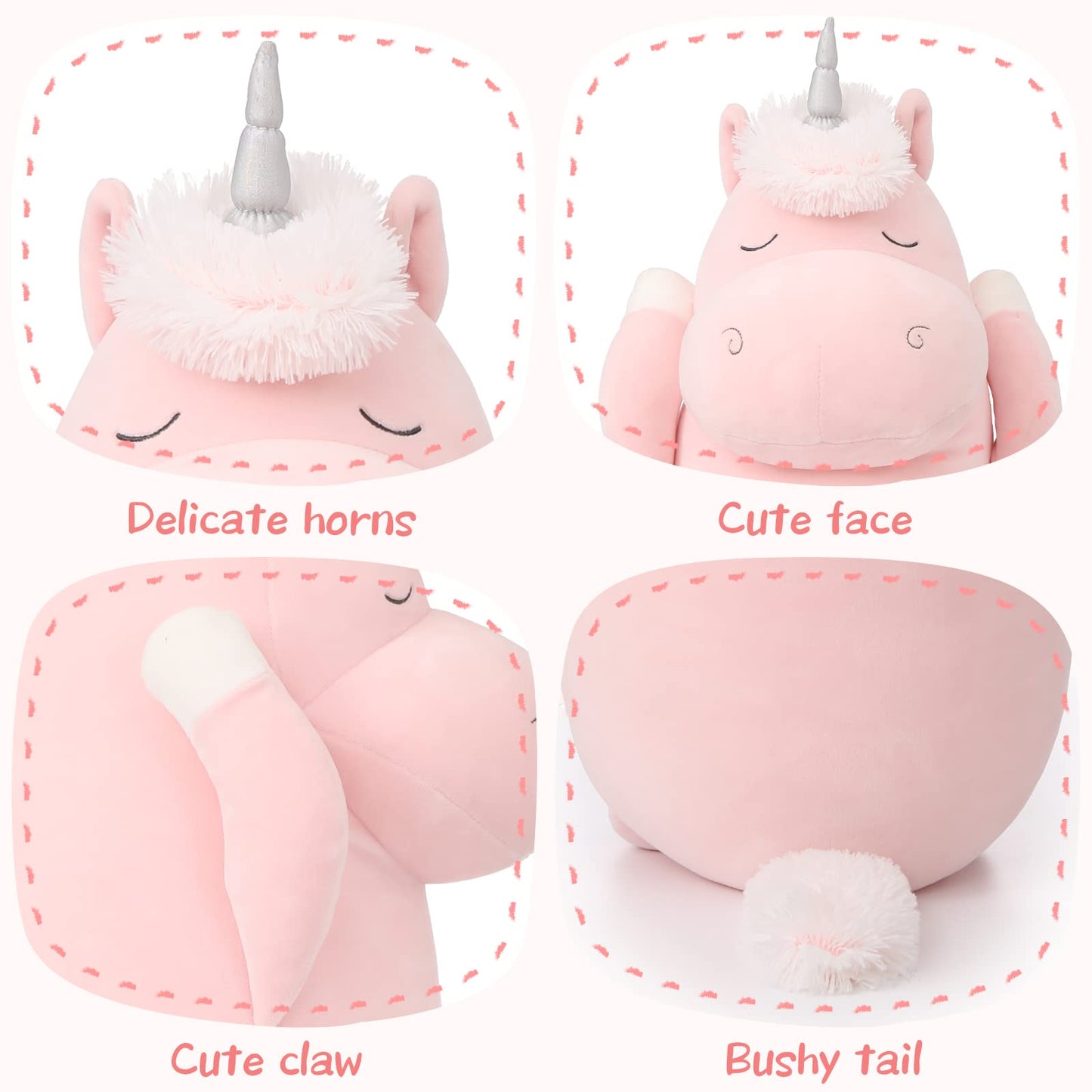 MorisMos 36.2" Unicorn Body Pillow Large Hugging Pillow Unicorn Stuffed Animal,Soft Plush Toy for Kids Girl, Animal Body Pillow, Pink