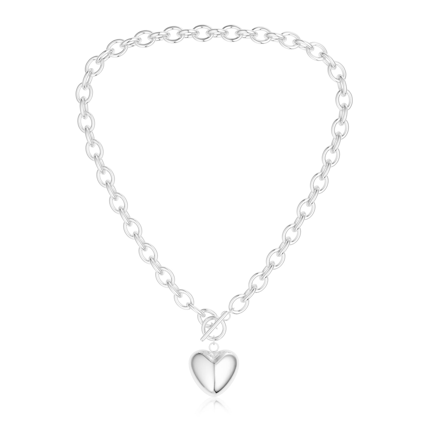 Freekiss Toggle Necklaces for Women with Heart: Chunky 925 Sterling Silver Choker Lover Pendant Necklace for Women Trendy Dainty Hypoallergenic Paperclip Necklace Womens Jewelry Gifts