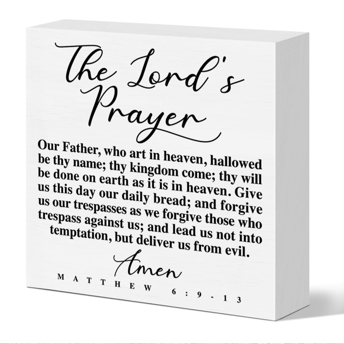 Christian Desk Sign Decor, The Lord's Prayer, Religious Decor for Home Prayer Room Desk Kitchen Counter Cabinet Dining Room Table Scripture Bible Verse Sign Decorations Christian Gift for Women Men