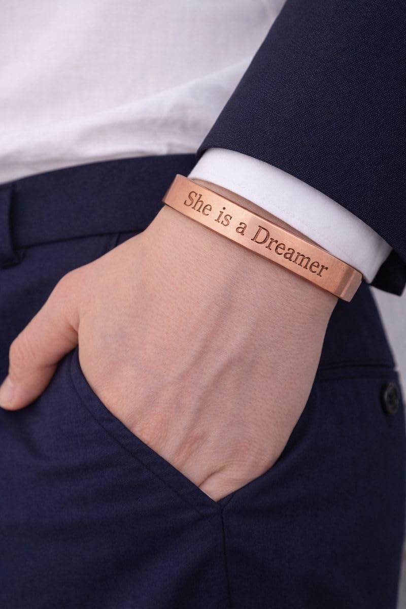 Touchstone Inspirational Copper Engraved Magnetic Bracelets for Women-Personalized Jewelry Gifts for Best Friend/Mom/Daughter/Sister - Adjustable Bracelet in a Gift Box She is a Dreamer