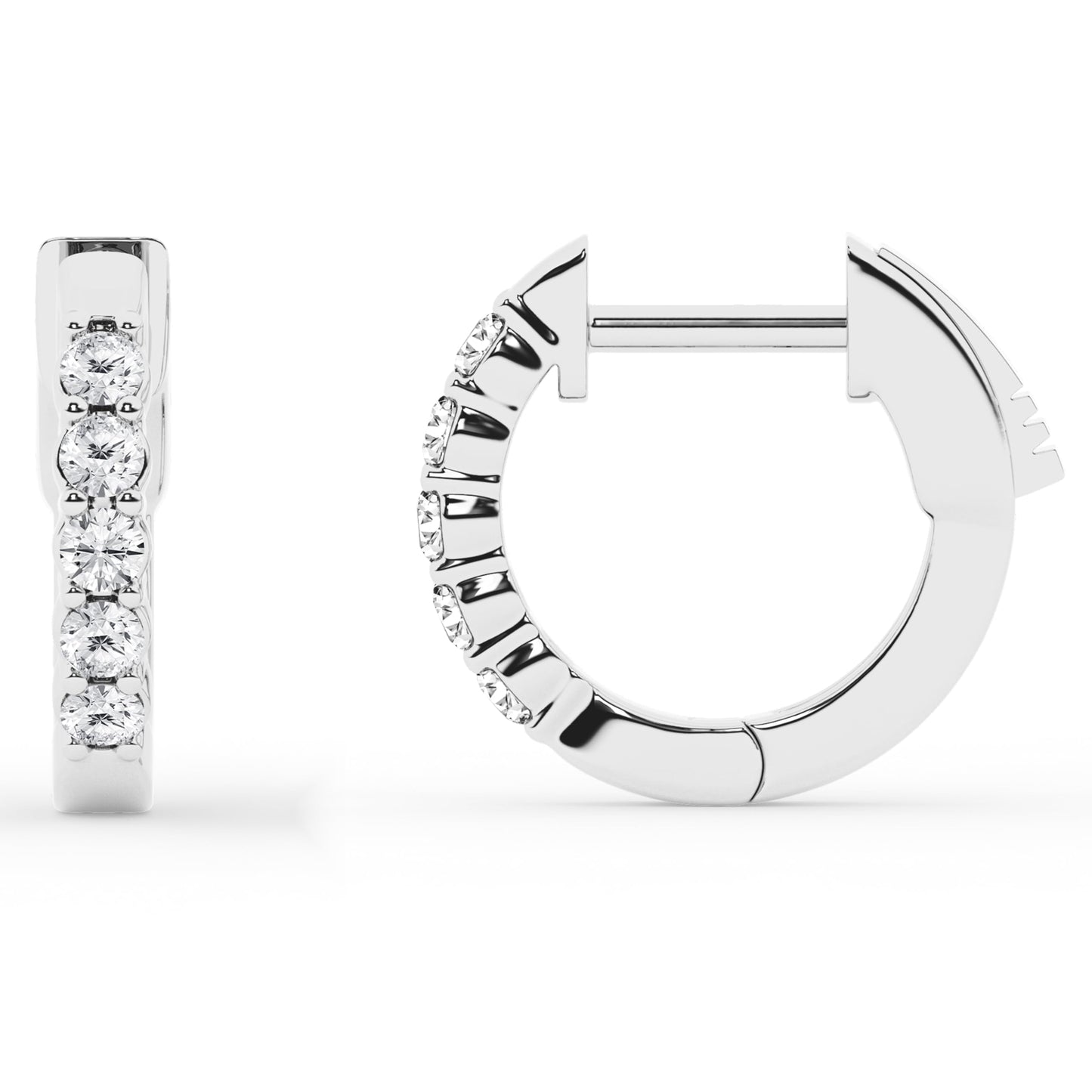 Belacqua 0.25 Carat Round Lab Grown Diamond Huggie Hoop Earrings in Sterling Silver, Color G+, Clarity SI, Prong Set, Fine Jewelry for Women, Gift Box Included