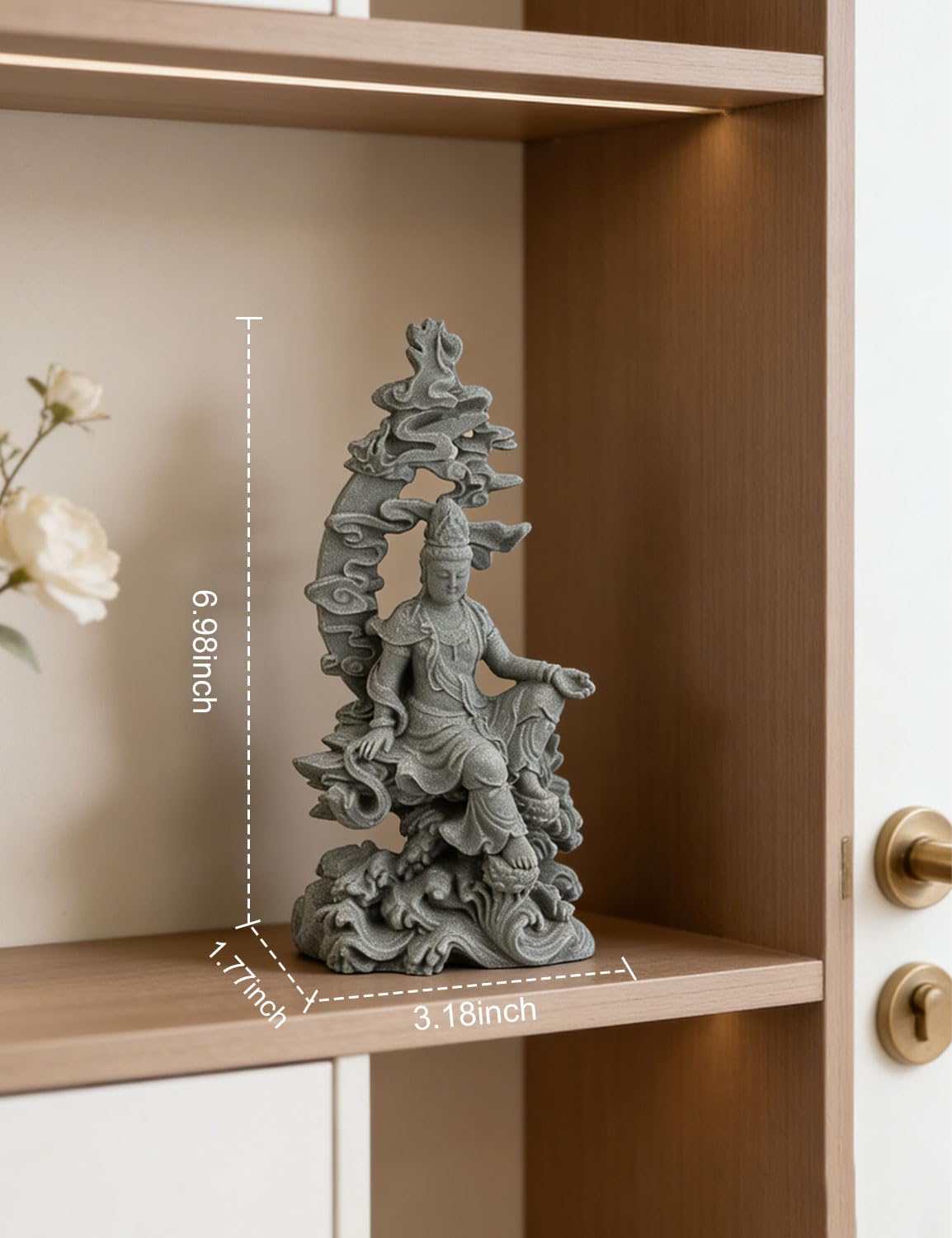 BEIZHAN Sandstone Buddha Statue, Zen Figurine for Spiritual Home Decor, Ideal for Meditation Corner, Altar, Living Room Shelf, Thoughtful Gift for Mindfulness Seekers & Spiritual Enthusiasts