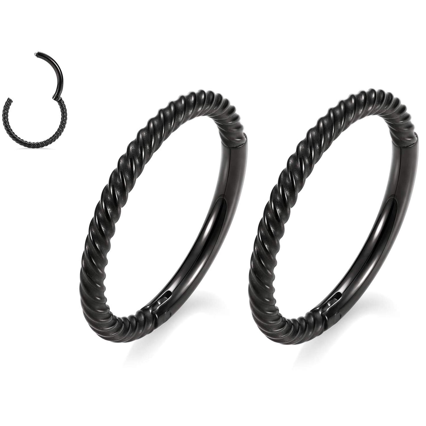 Nose Rings - 18 Gauge Hoop Earrings for Women - Black 8mm Septum Jewelry - Surgical Steel Septum Clicker